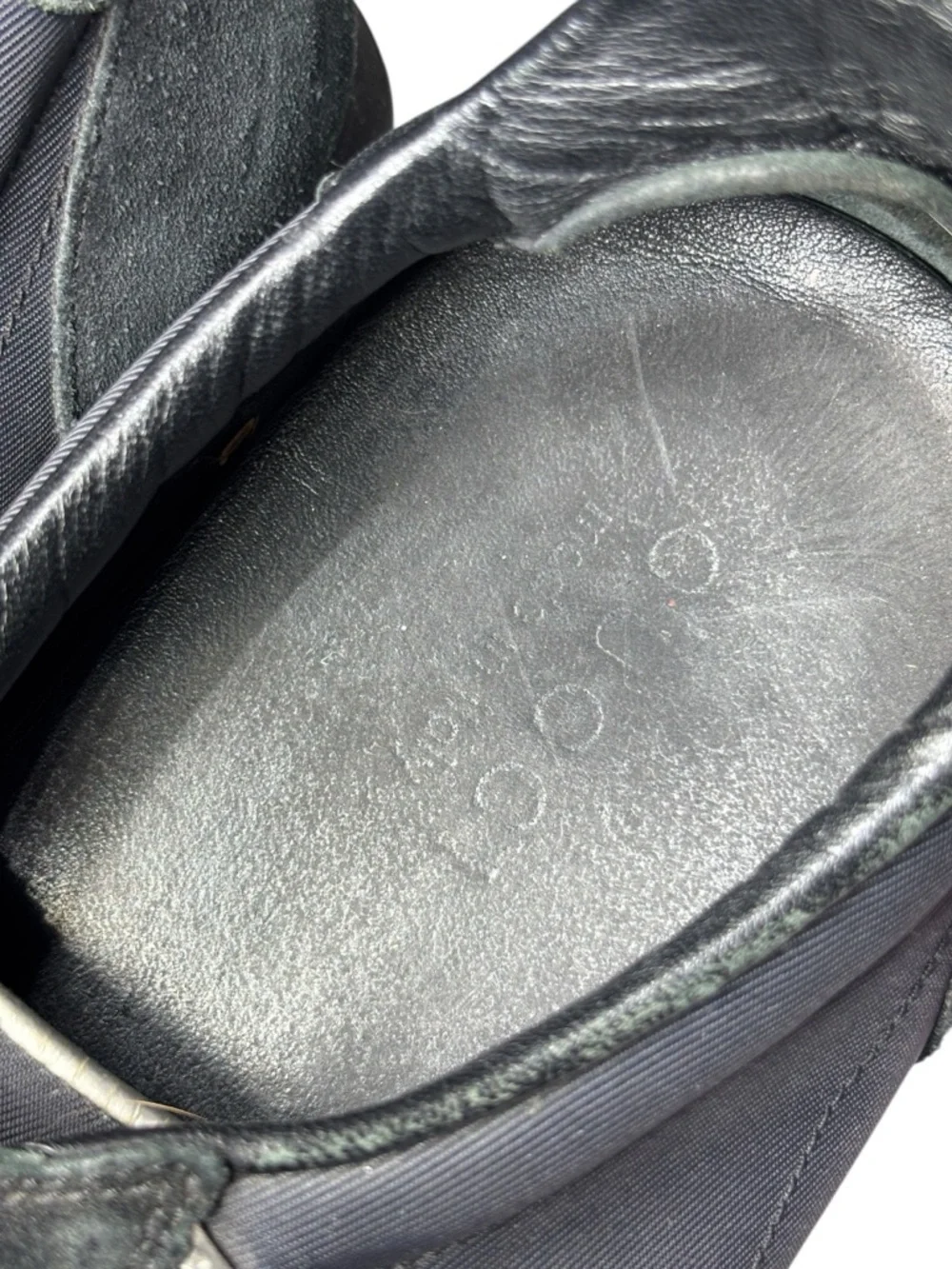 Gucci GG Logo Low Top Sneakers Black Leather Suede Mens‎ 12 G Italy Vintage Y2K